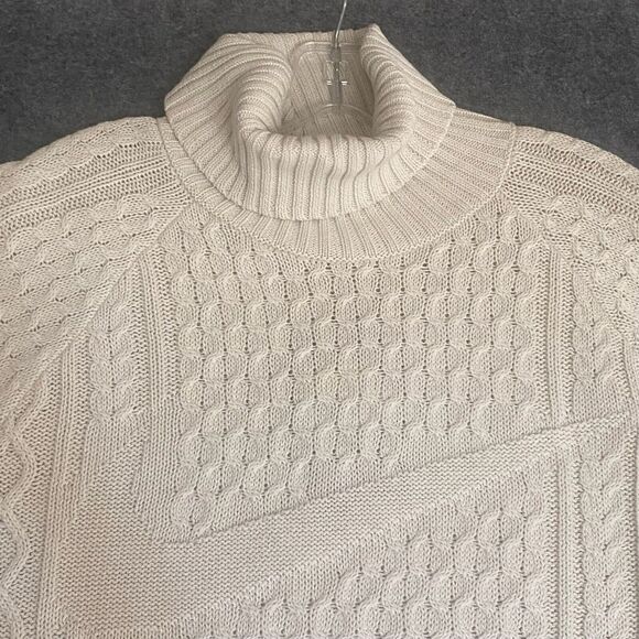 Nike Men's Life Cable Knit Turtleneck Sweater Light Bone FB7770-072 Size Small - Picture 2 of 16